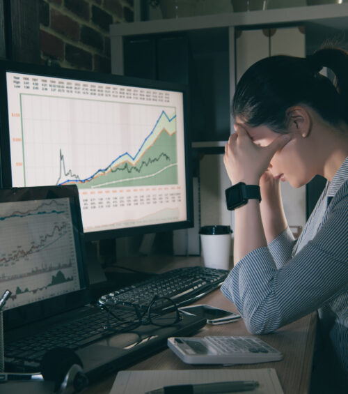 young business girl having migraine